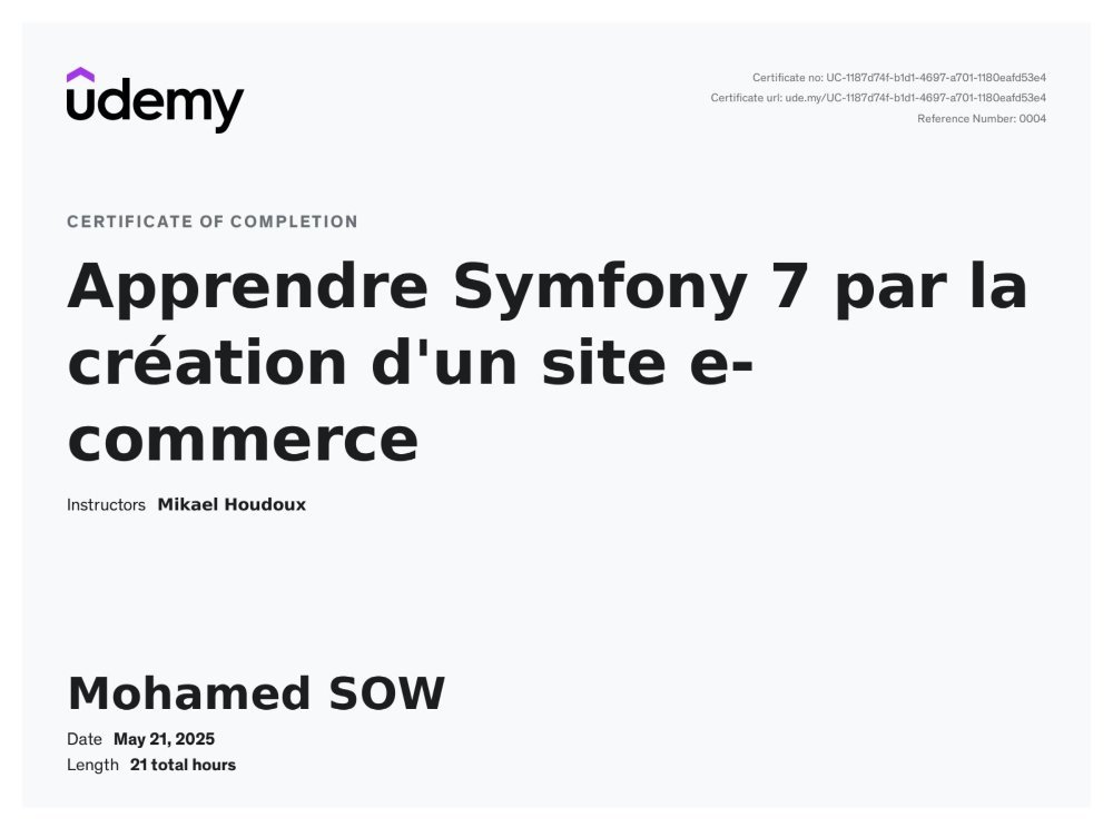 Programmation avec Symfony7